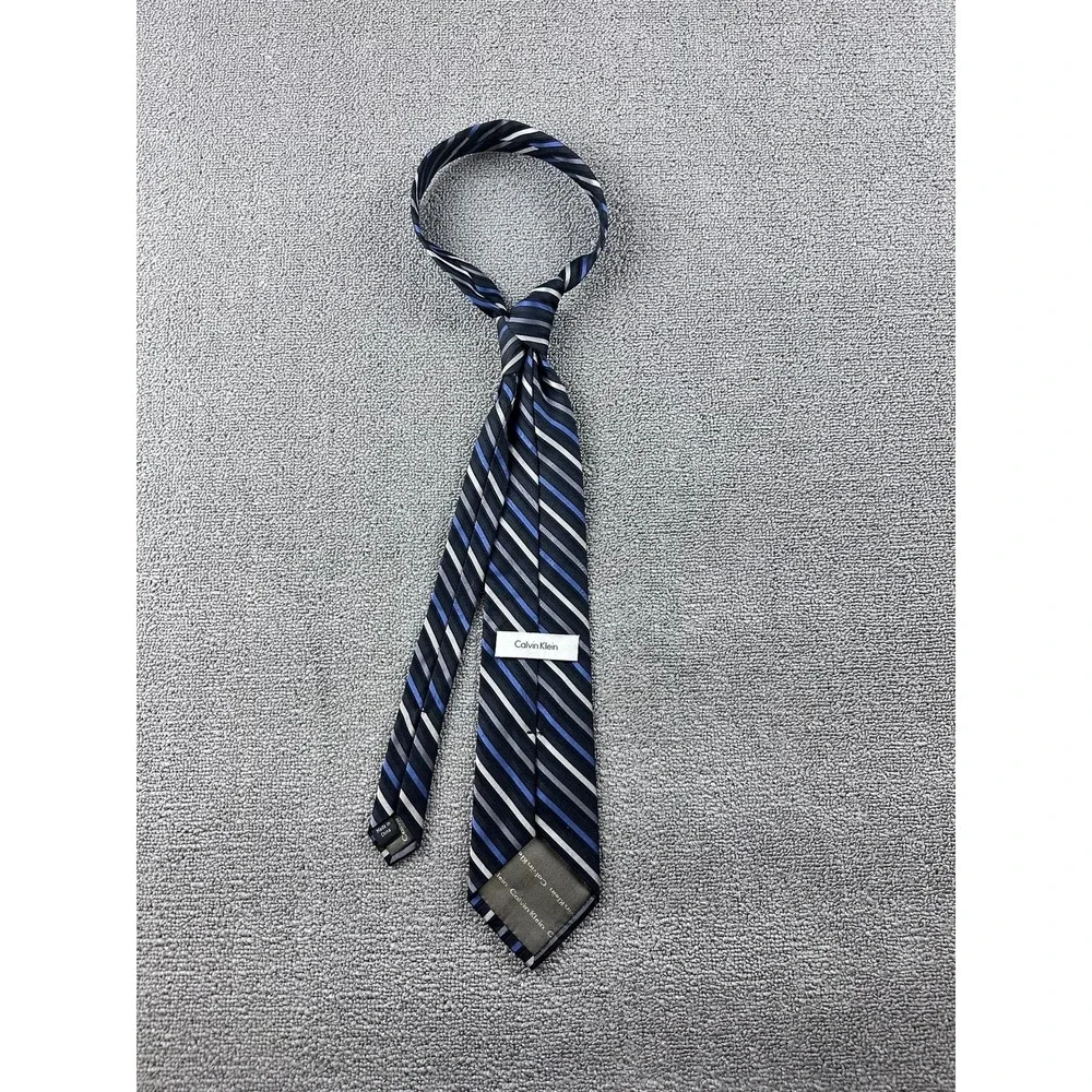 Calvin Klein Tie Men Multi Color Silk Blend Striped Classic Designer Prep Formal